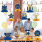 WINPOGEE 9Pcs Happy Retirement Decorations Table Honeycomb Centerpieces Party Supplies Blue Gold Retirement Adventure Awaits Sign for Men Retired
