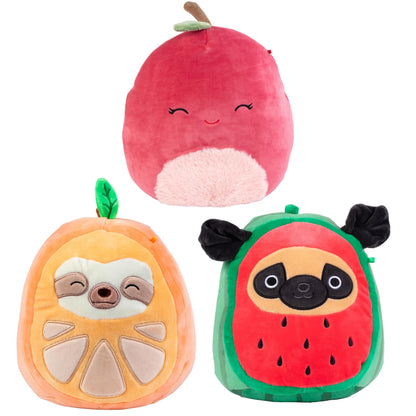 Squishmallows 8" Pug,Sloth & 10" Cherry 3-Squish Fruit Pack - Get ONE Jumbo & Two Small Official Jazwares Plush for Less - Collectible Soft Squishy