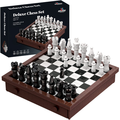 Apostrophe Games Building Block Chess Set - 1,024 Pcs Build Your Own Chess - Game Pieces & Board, Compatible with the Major Brand of Building Blocks