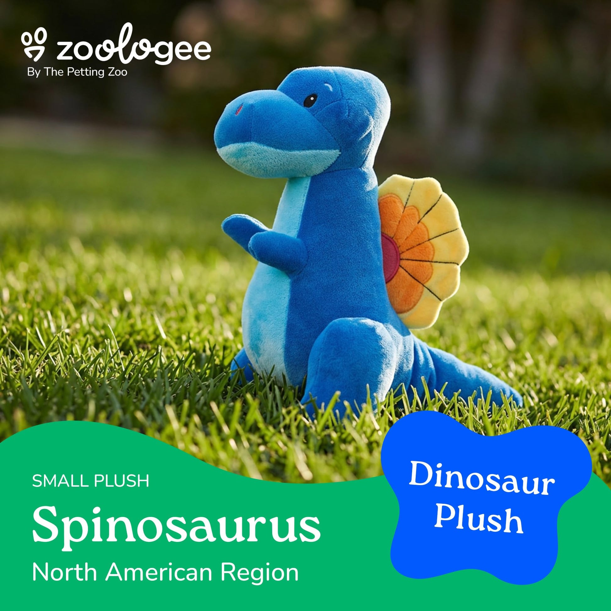 The Petting Zoo Spinosaurus Stuffed Animal Plushie, Gift for Kids, Dinosaur Animals, Blue Dinosaur Plush Toy 9 inches