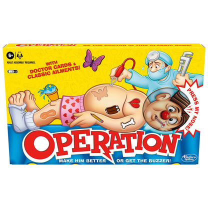 Hasbro Gaming Operation Electronic Board Game with Doctor Cards and Funny Ailments, Kids Games, 1+ Players, Funny Board Game for Children Ages 6+