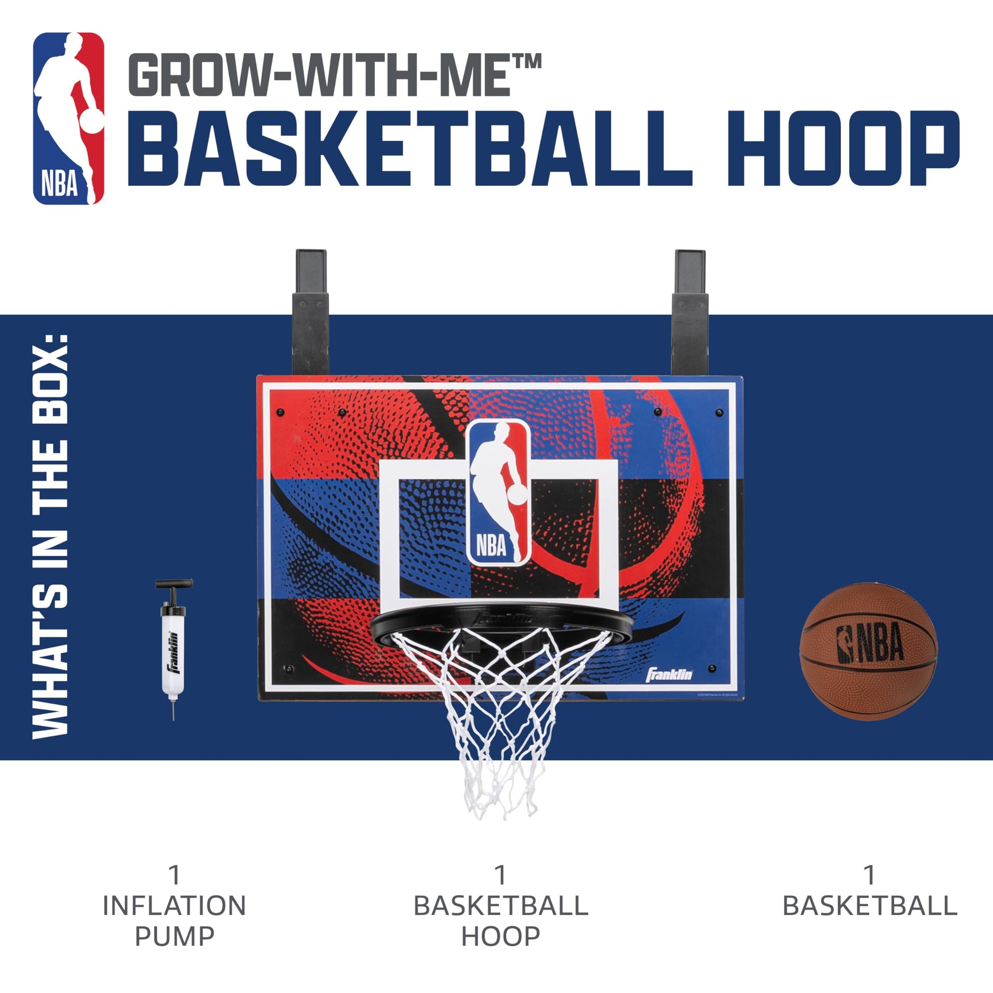 Franklin Sports NBA Grow-With-Me Over-The-Door Basketball Hoop