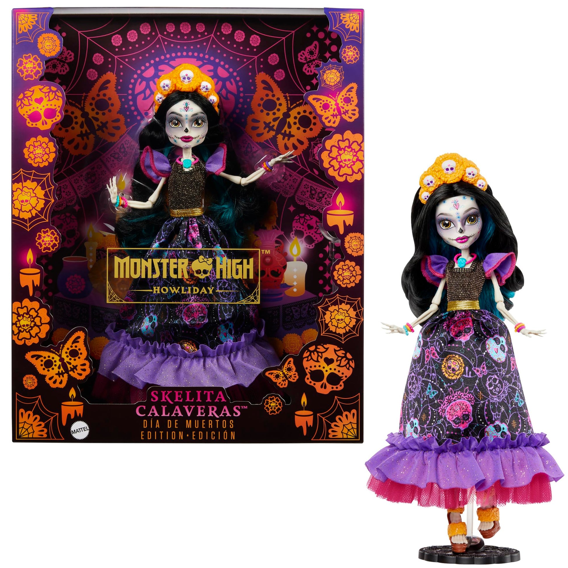 Monster High Doll, Skelita Calaveras Dia De Muertos Collectible with Traditional Sugar Skull & Marigold Details