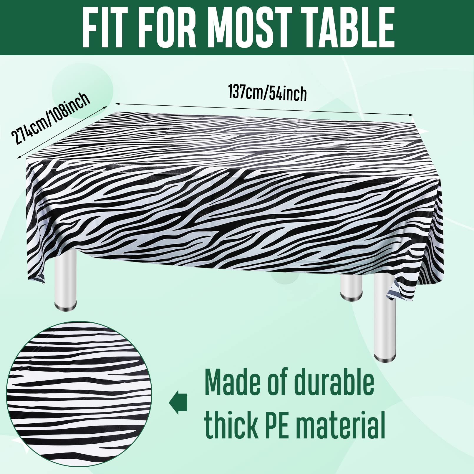 5 Pack Animal Safari Tablecloth,Zoo Print Table Cover,Jungle Animal Theme Leopard Tiger Zebra Giraffe Palm Leaf Print Tablecloth Party Supplies