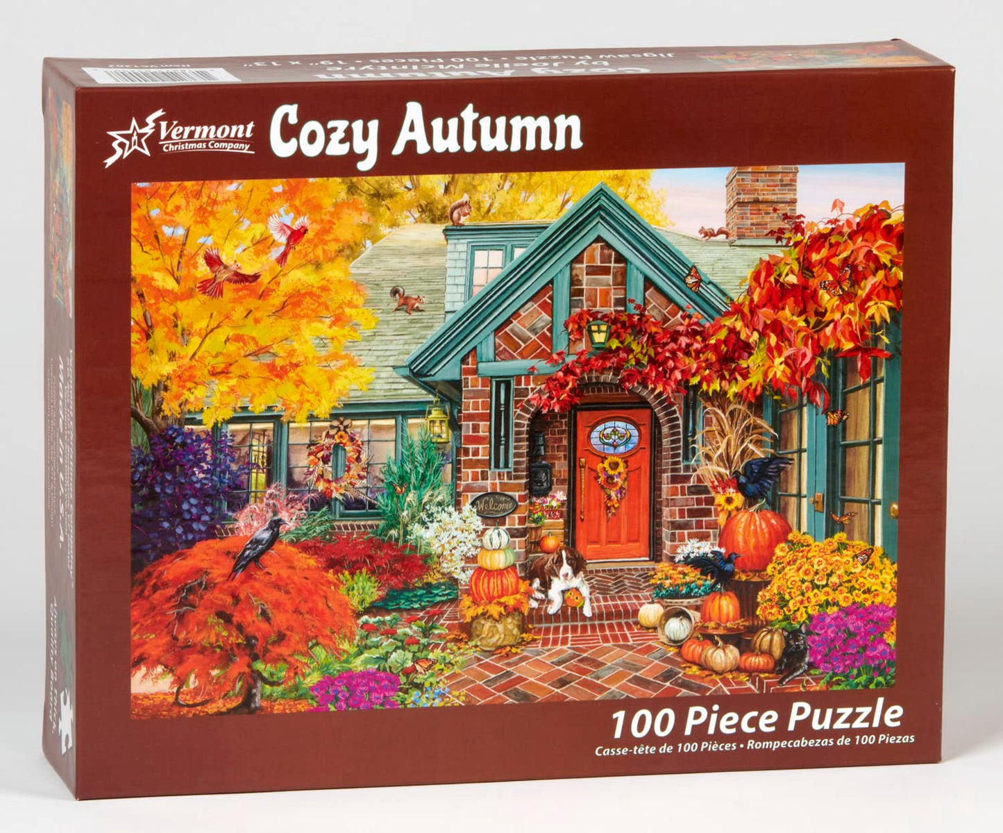 Vermont Christmas Company Cozy Autumn Jigsaw Puzzle 100 Piece, Large Pieces Perfect for Kids and Seniors