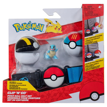 Jazwares Pokemon Squirtle Clip ‘N’ Go Belt Set - 2-Inch Squirtle Battle Figure with Clip ‘N’ Go Belt Plus Ultra and Lure Ball Accessories