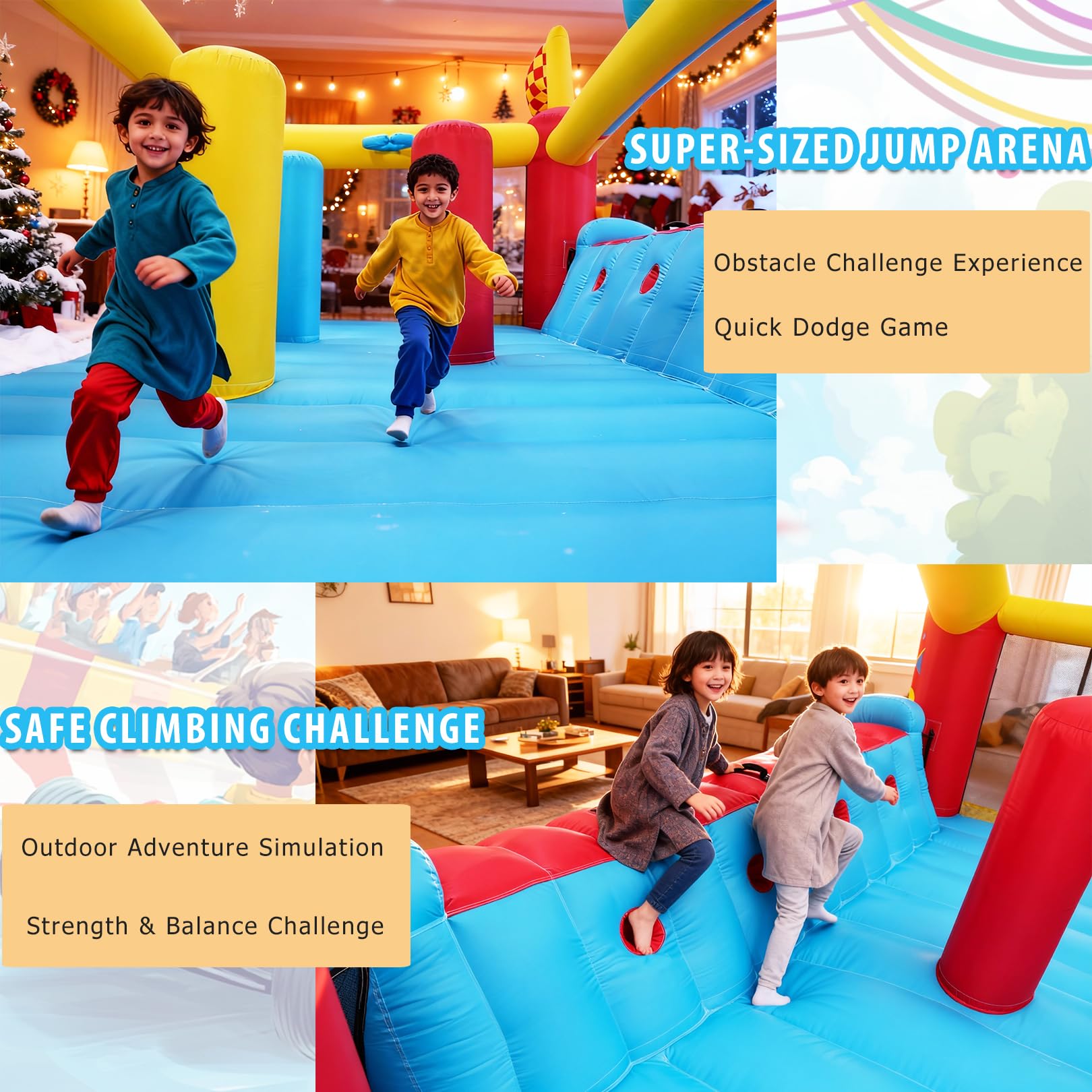 AKEYDIY Big Inflatable Bounce House for Big Kids, Blow up Extra-Wide Slide/Climbing Racing Themes Play Center for Part - Backyard Obstacle Jump Bouncy