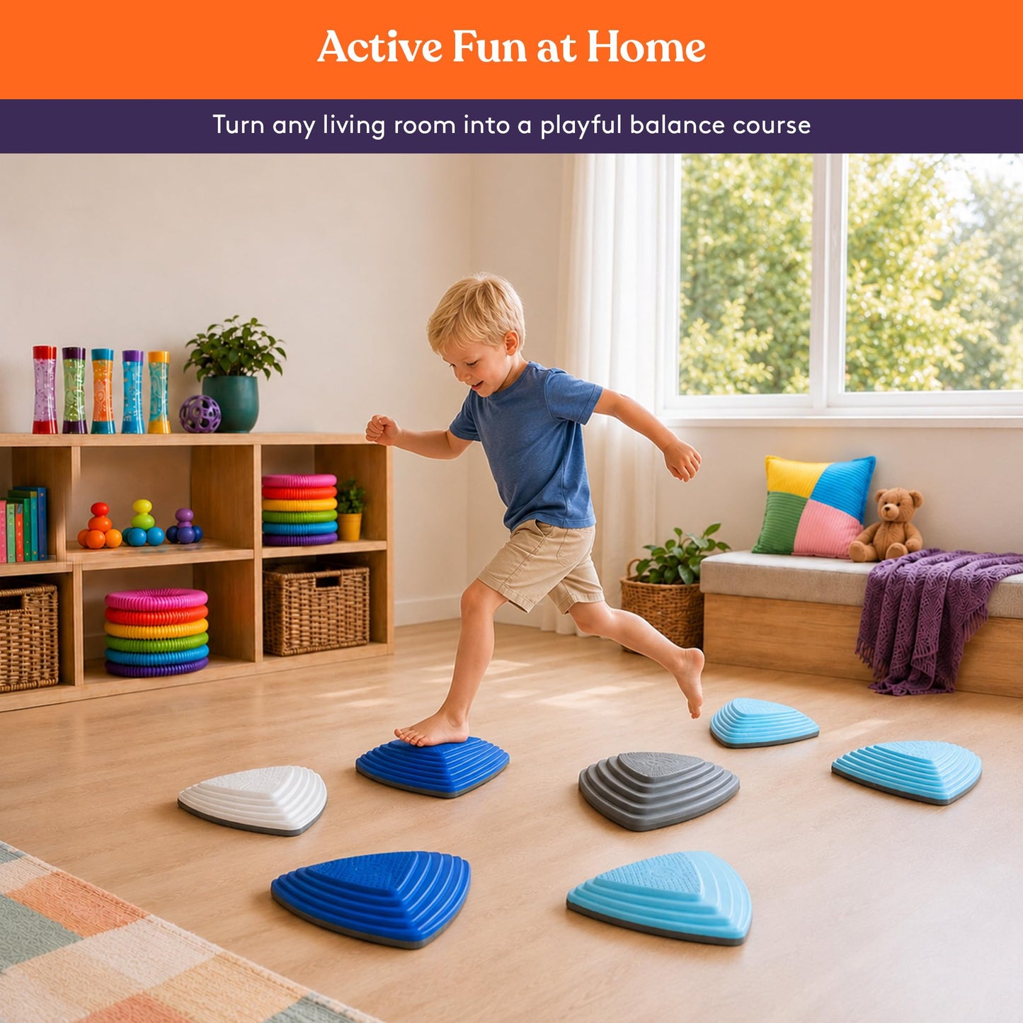 Special Supplies 10 Stepping Stones for Kids Indoor and Outdoor Balance Blocks Promote Coordination, Balance Strength Child Safe Rubber, Non-Slip