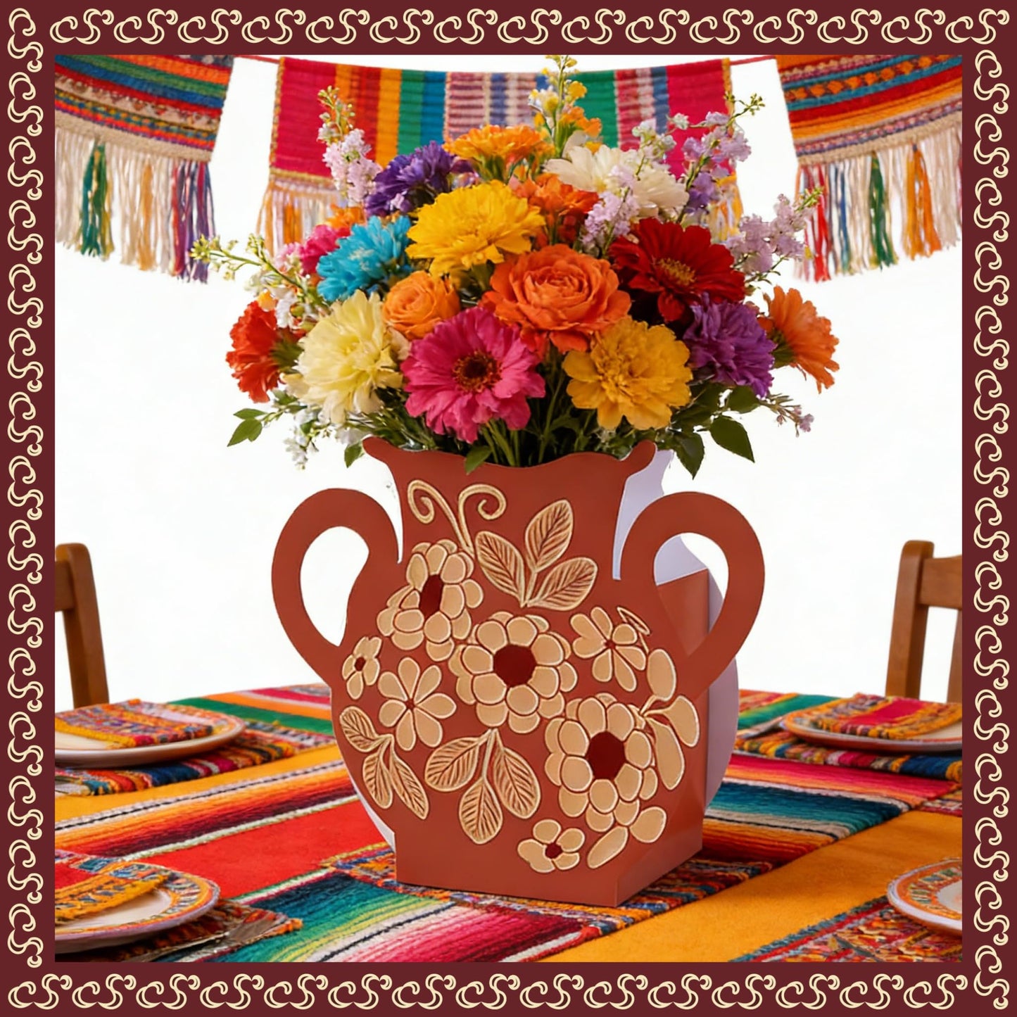 PCTOMU Cielito Lindo Party Decoration, Platos De Barro Mexicanos Paper Vase