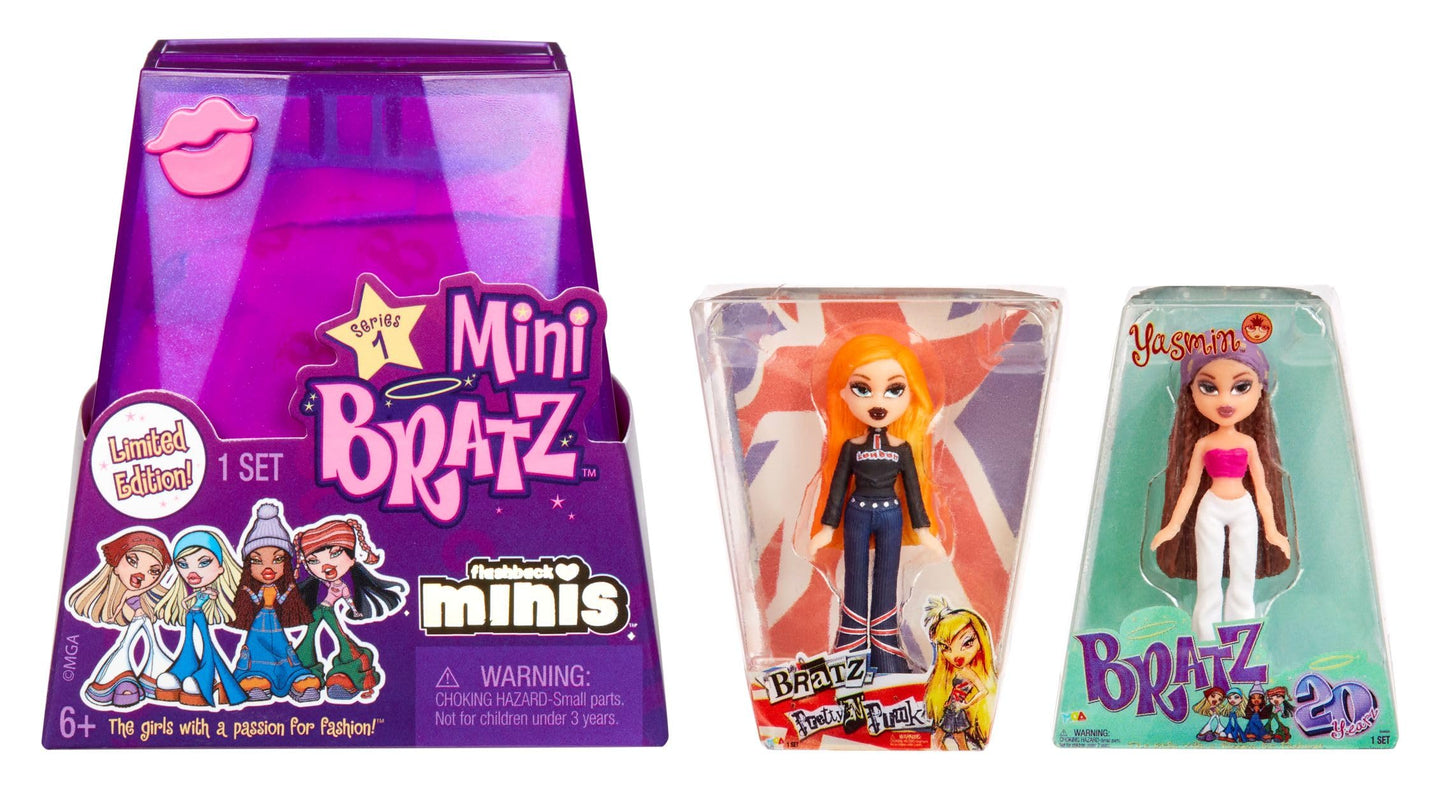 Bratz Minis - 2 Bratz Minis in Each Pack, Blind Packaging Doubles as Display, Y2K Nostalgia, Collectors Ages 6 7 8 9 10+