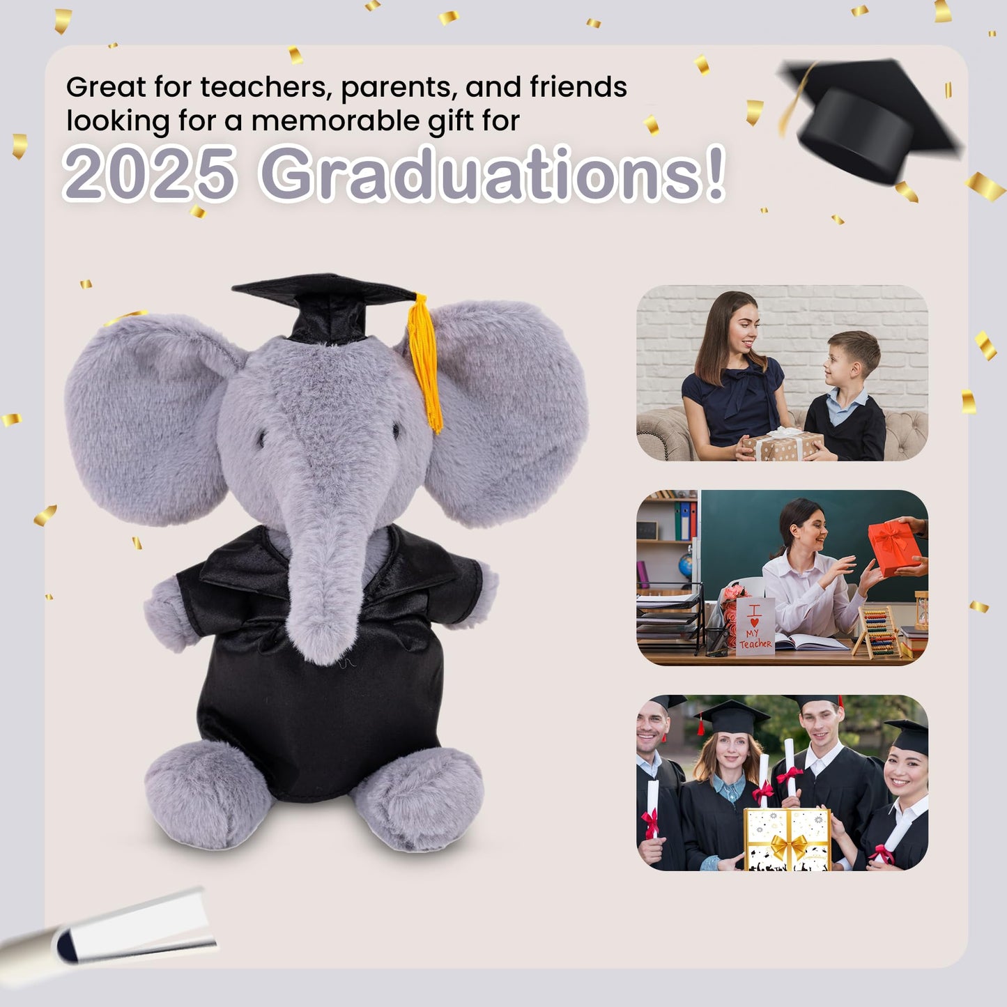 Made By Aliens Graduation Plush Toy 2026 - Soft Stuffed Animal Plush with Cap & Diploma/Gown/Sash - Graduation Gift for Kids Preschool Kindergarten