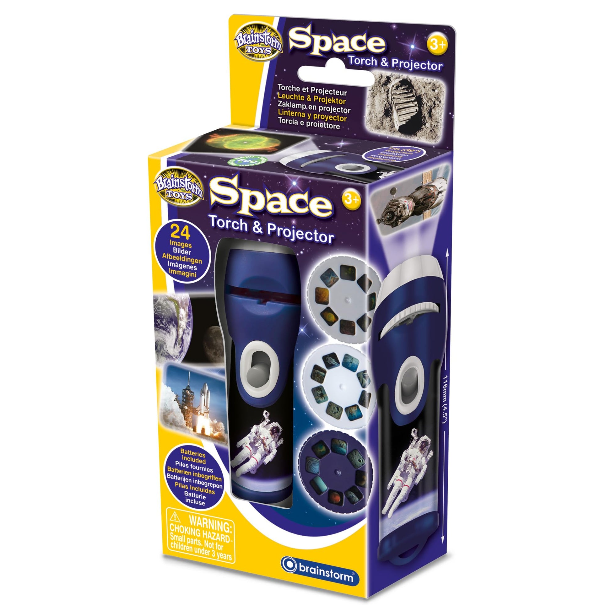 Brainstorm Toys: Space Torch and Projector, Creates Clear, Precise Images up to One Metre Wide, Fun Project Doubles as Handy Torch Flashlight, STEM