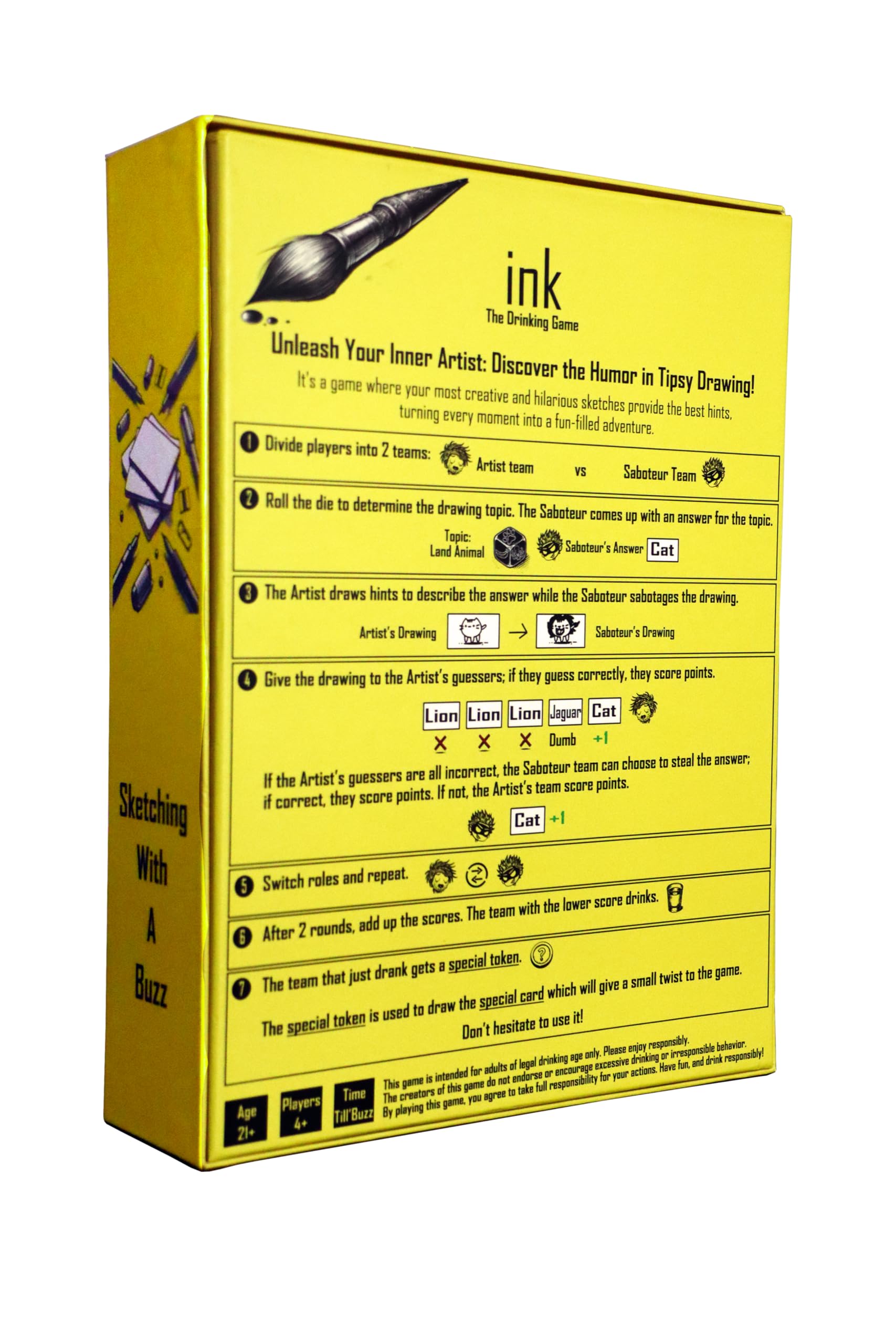Ink The Drinking Game Discover The Humor in Tipsy Drawing | Fun Party Game - Drawing and Guessing for 4+ Players, Ages 21
