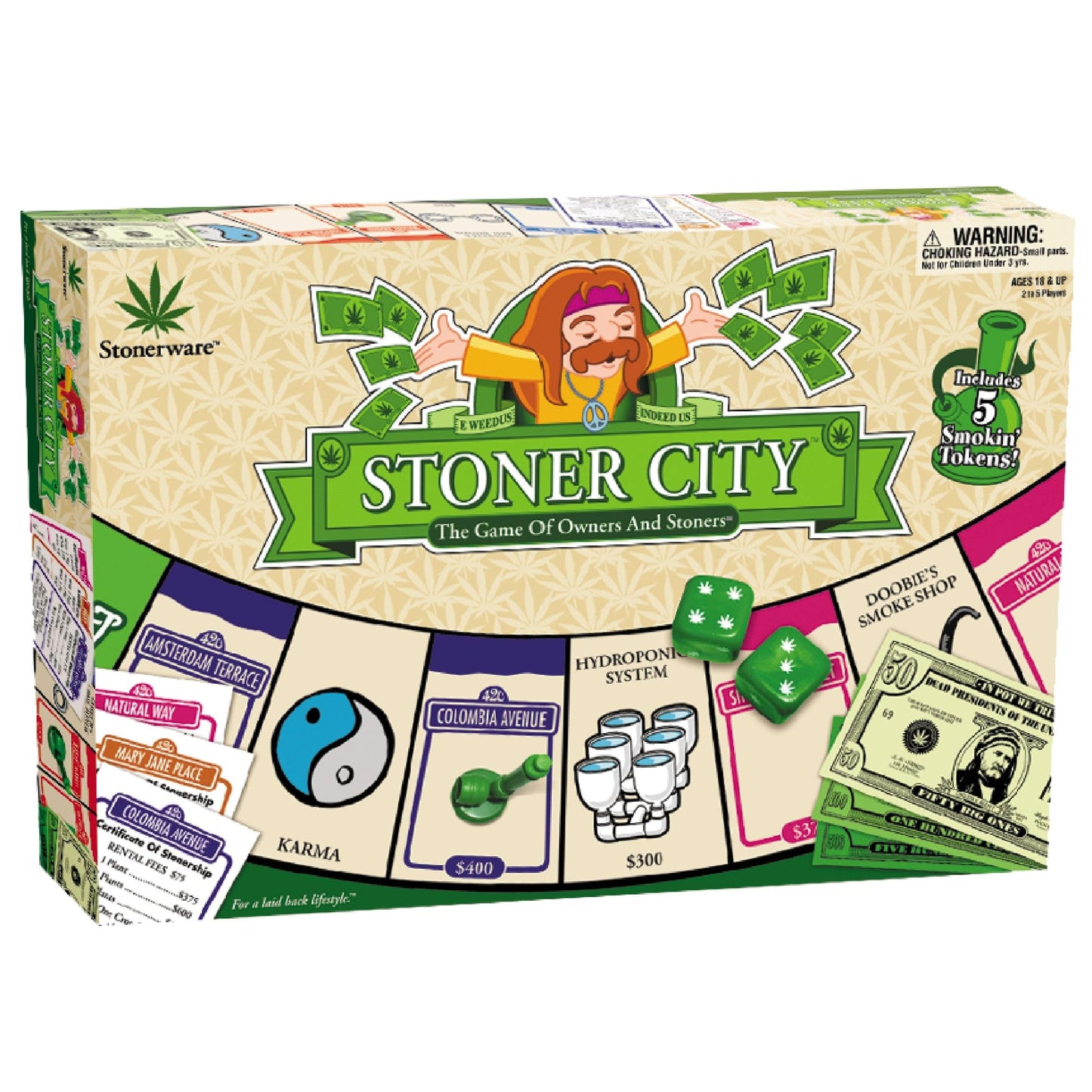 ICUP Stonerware Stoner City Board Game | Hot Box Stoner’s Gift Party Game | Weed Smoking Games | Puff & Pass for Adults