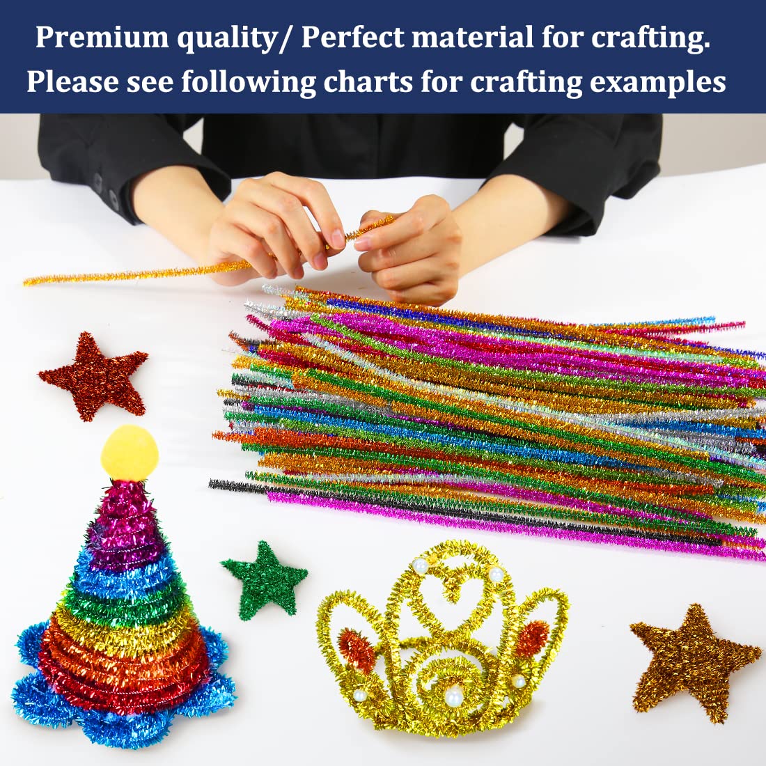 Pipe Cleaners, Pipe Cleaners Craft, Arts and Crafts, Crafts, Craft Supplies, Art Supplies (1000 Glitter Pipe Cleaners)…