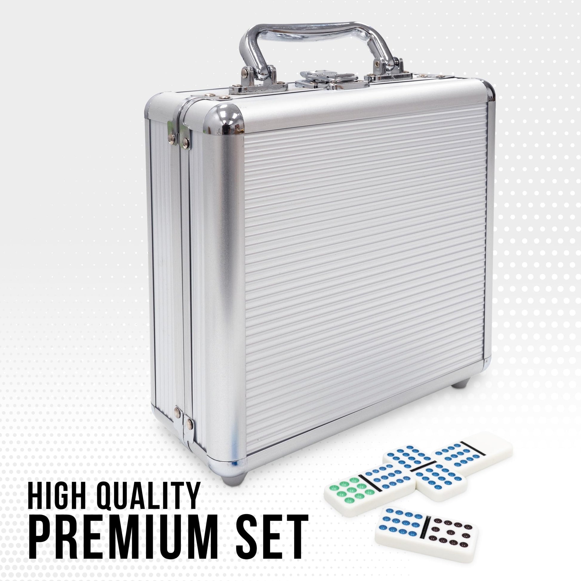 Front Porch Classics, Mexican Train Domino Set On-The-Go Aluminum Carrying Case, 2 to 8 Players Ages 8 to 99
