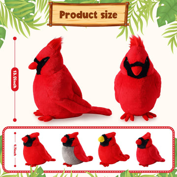 ZJoey 5 Pcs Northern Cardinal Plush Mommy Stuffed Animal with Baby Plush Red Bird Soft for Christmas Girls Birthday Xmas Bedtime Gift Chair Bolster