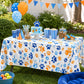 ASIMAO Puppy Paw Print Plastic Tablecloth,Blue Dog Birthday Party Supplies?Blue Birthday Tablecloth?Puppy Dog Birthday Party Decorations.