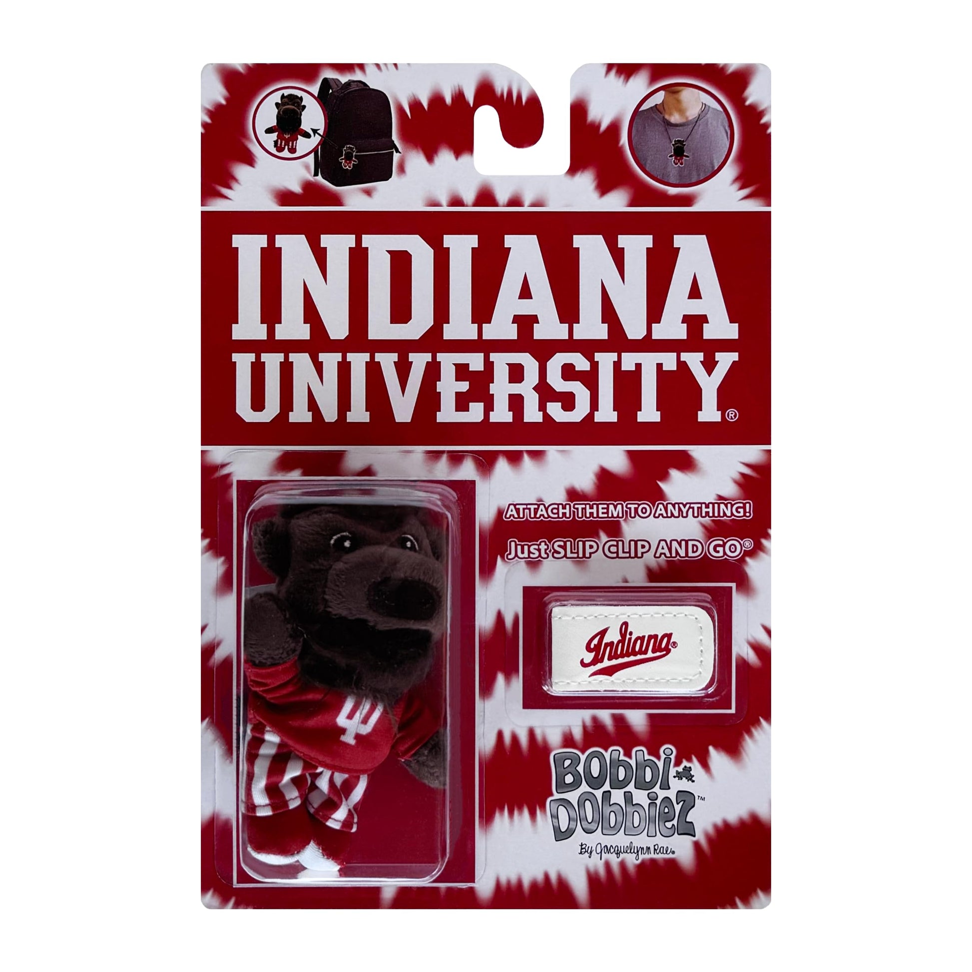 Bobbi-Dobbiez Attachable Plushie Indiana University Hoosiers Mini Bison Mascot - Attaches to Backpacks, Bags, Shoes, Water Bottles, and More