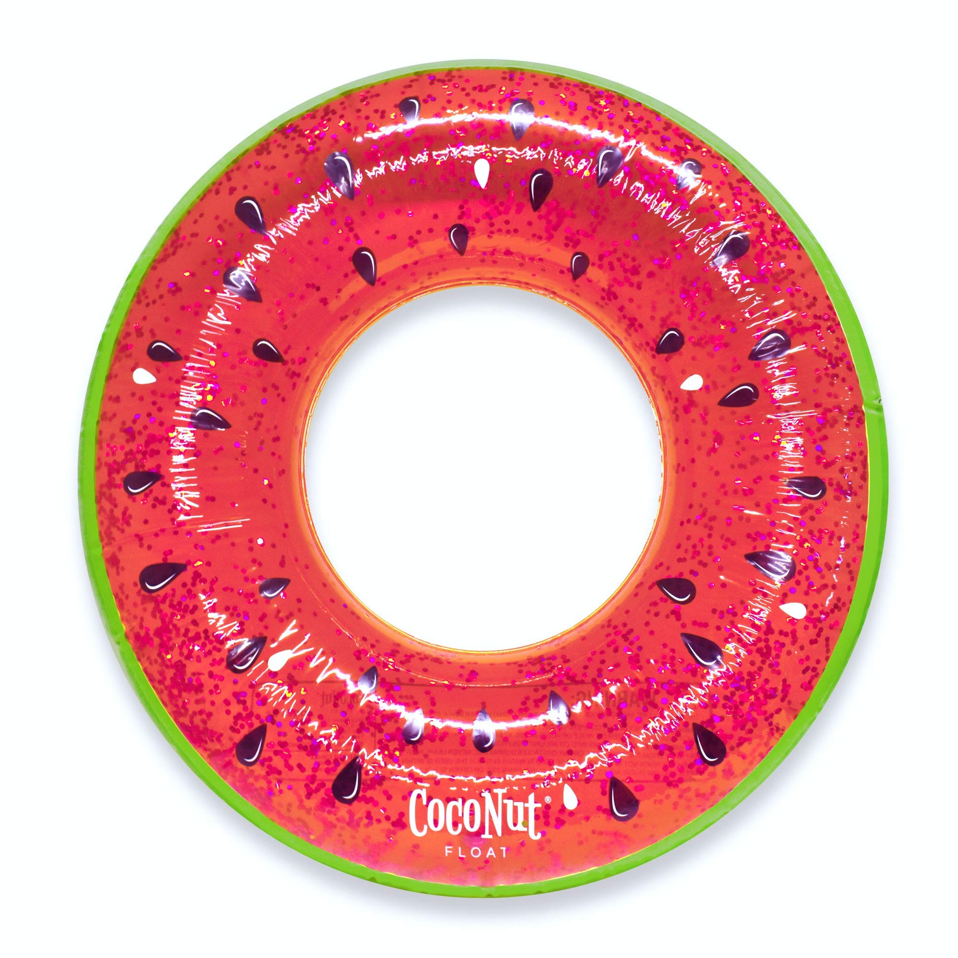 CocoNut Float Juicy Watermelon Glitter Pool Float, Inflatable Ring Float