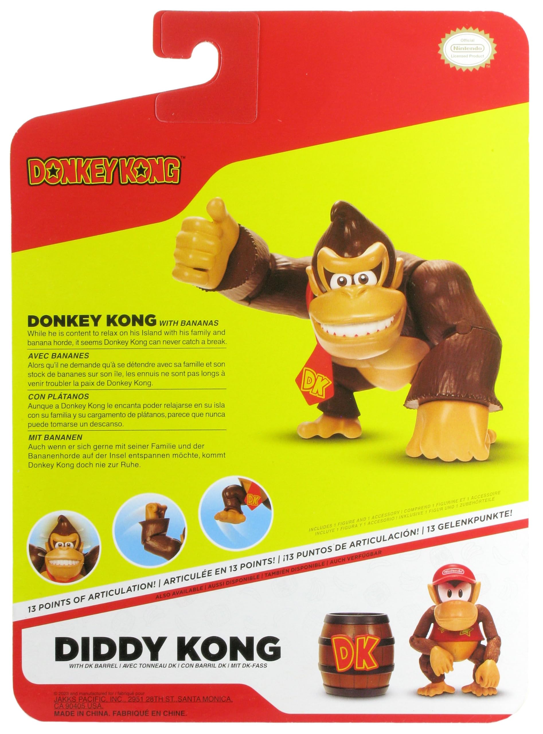 Nintendo World of Super Mario 2023 4-inch Action Figure Donkey Kong with Bananas