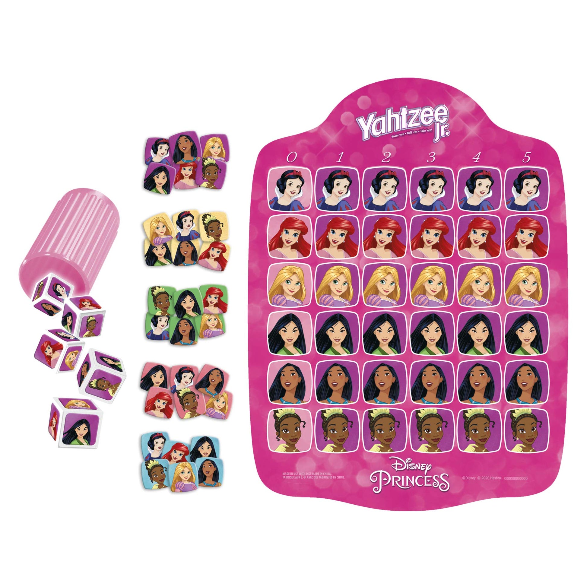 Hasbro Gaming Yahtzee Jr.: Disney Princess Edition Board Game for Kids Ages 4 and Up, for 2-4 Players, Counting and Matching Game for Preschoolers