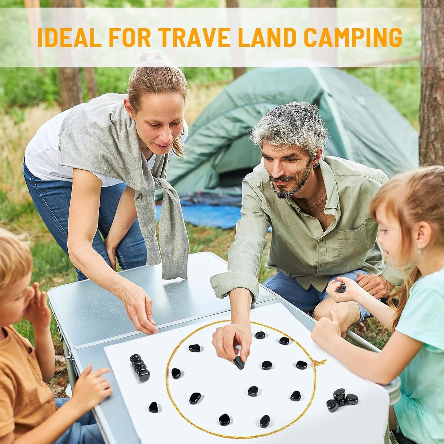 Magnet Game with 32 Stones, Magnetic Chess Game with String, for Family & Party & Travel & Camping, Puzzle Strategy Games