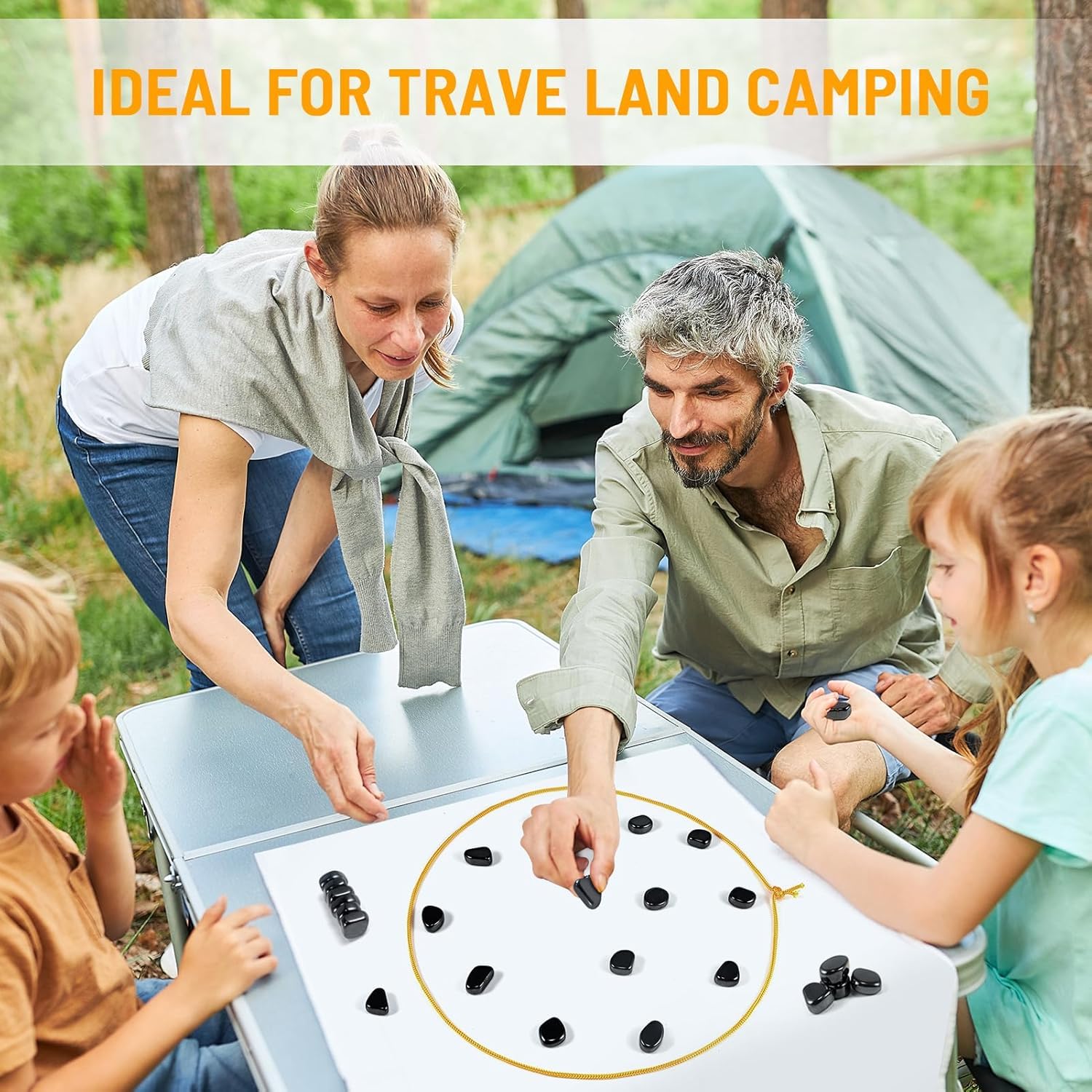 Magnet Game with 32 Stones, Magnetic Chess Game with String, for Family & Party & Travel & Camping, Puzzle Strategy Games