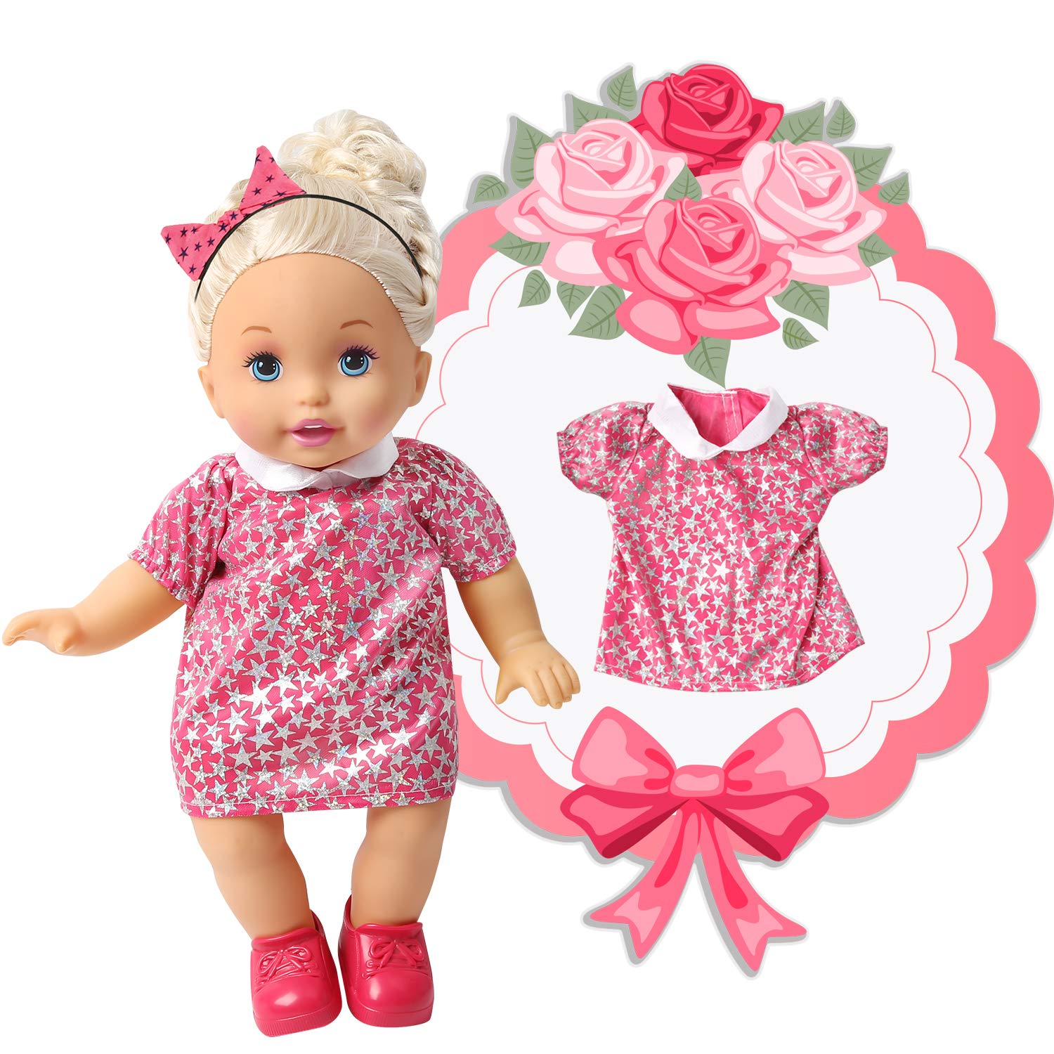 NA BOBO Clothes Set of 6 for 12-14-16 Inch Alive Lovely Baby Doll Clothes Dress Outfits Costumes Dolly Pretty Doll Cloth Handmade Girl Christmas