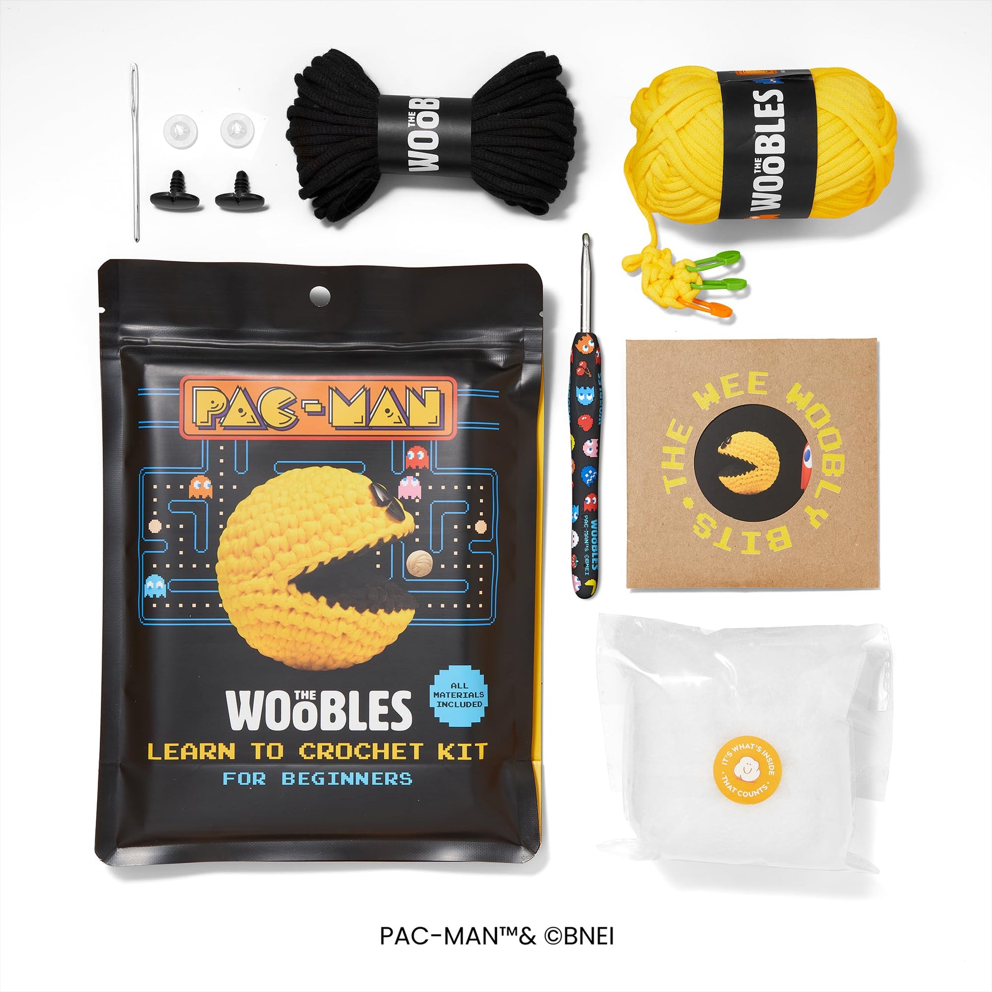 The Woobles Beginners Crochet Kit with Easy Peasy Yarn as seen on Shark Tank - with Step-by-Step Video Tutorials - PAC-MAN Crochet