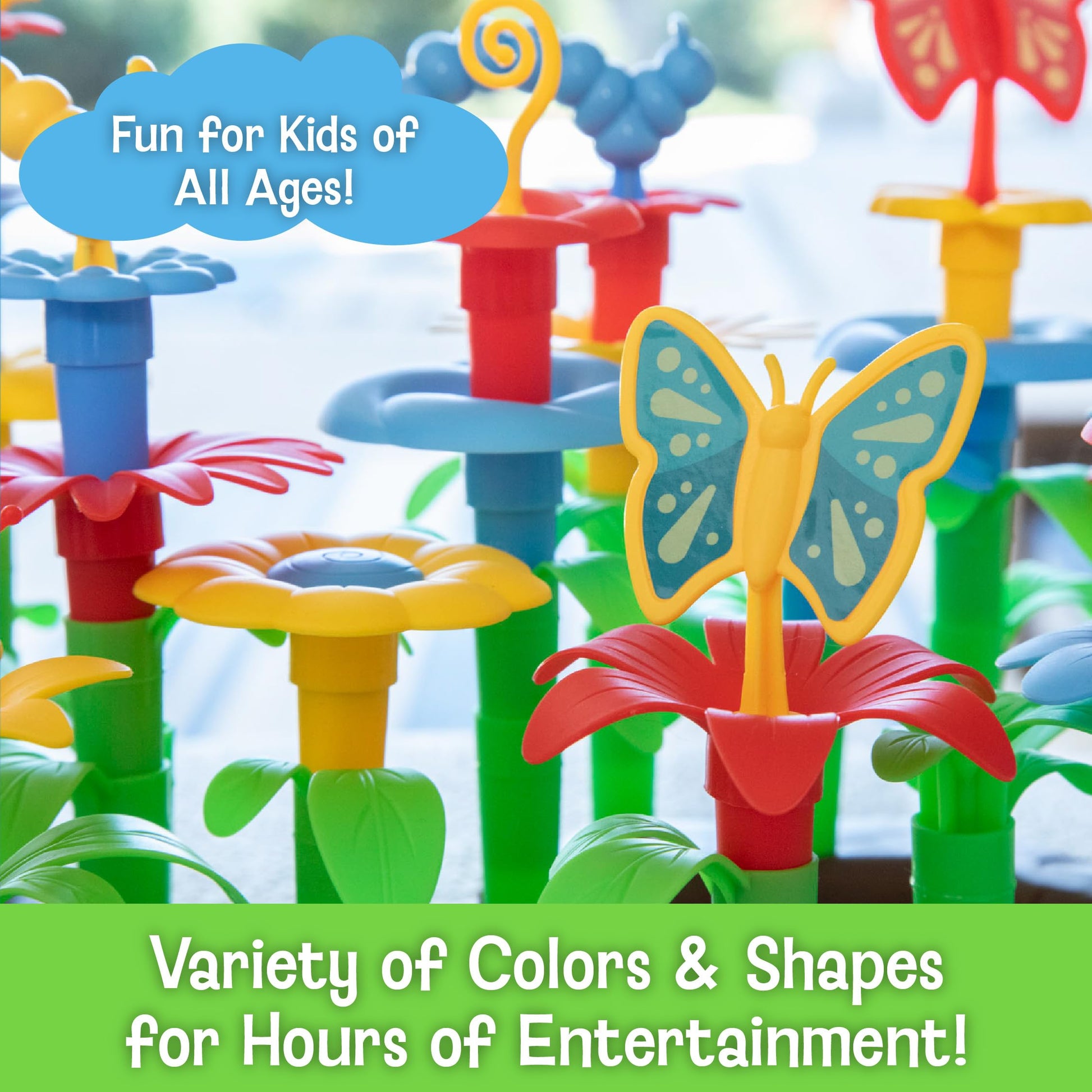 MindWare Flower Building Toy Set for 3 4 5 6 7 Year Old Girls and Boys, Preschool and Kindergarten STEM Educational Building Toys for Kids Ages 4-8