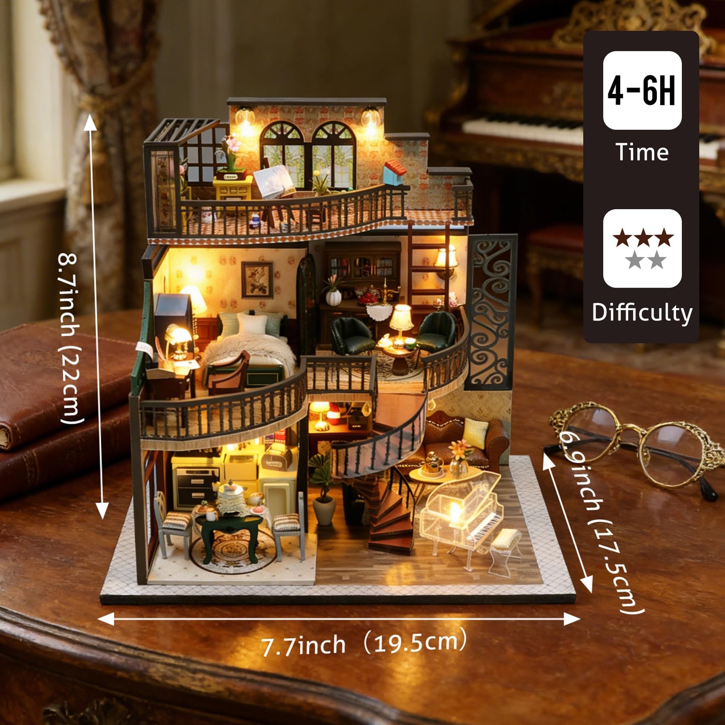DIY Miniature House Kit, DIY Book Nook with LED Light | 3D Puzzles for Adults and Teens, Tiny House Building Kits for Bookshelf Decor, Creative Gift