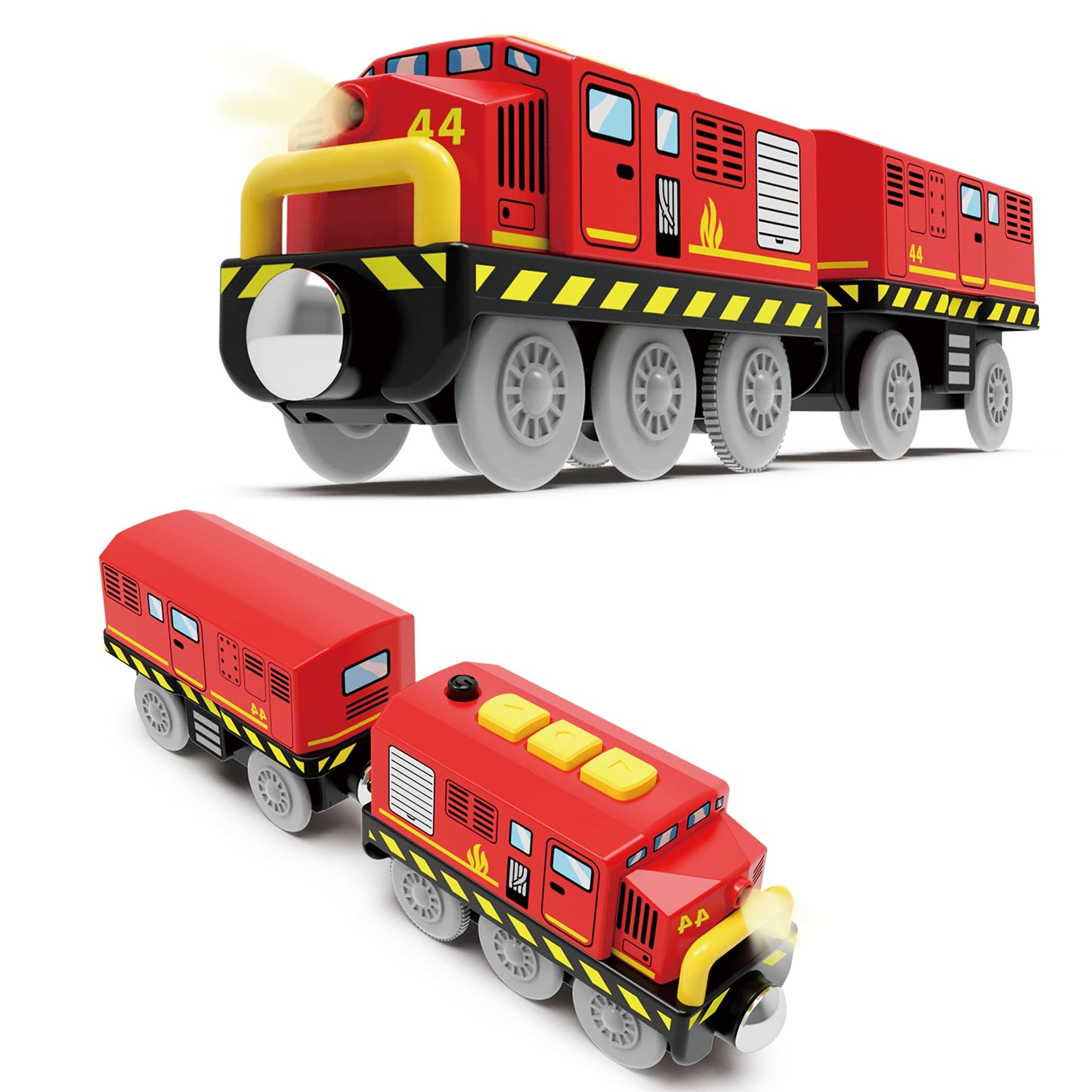 Train Toys Battery Operated Locomotive Trains for Wooden Track, Motorized Train for Toddlers with Magnetic Connection, Compatible with Thomas, Brio