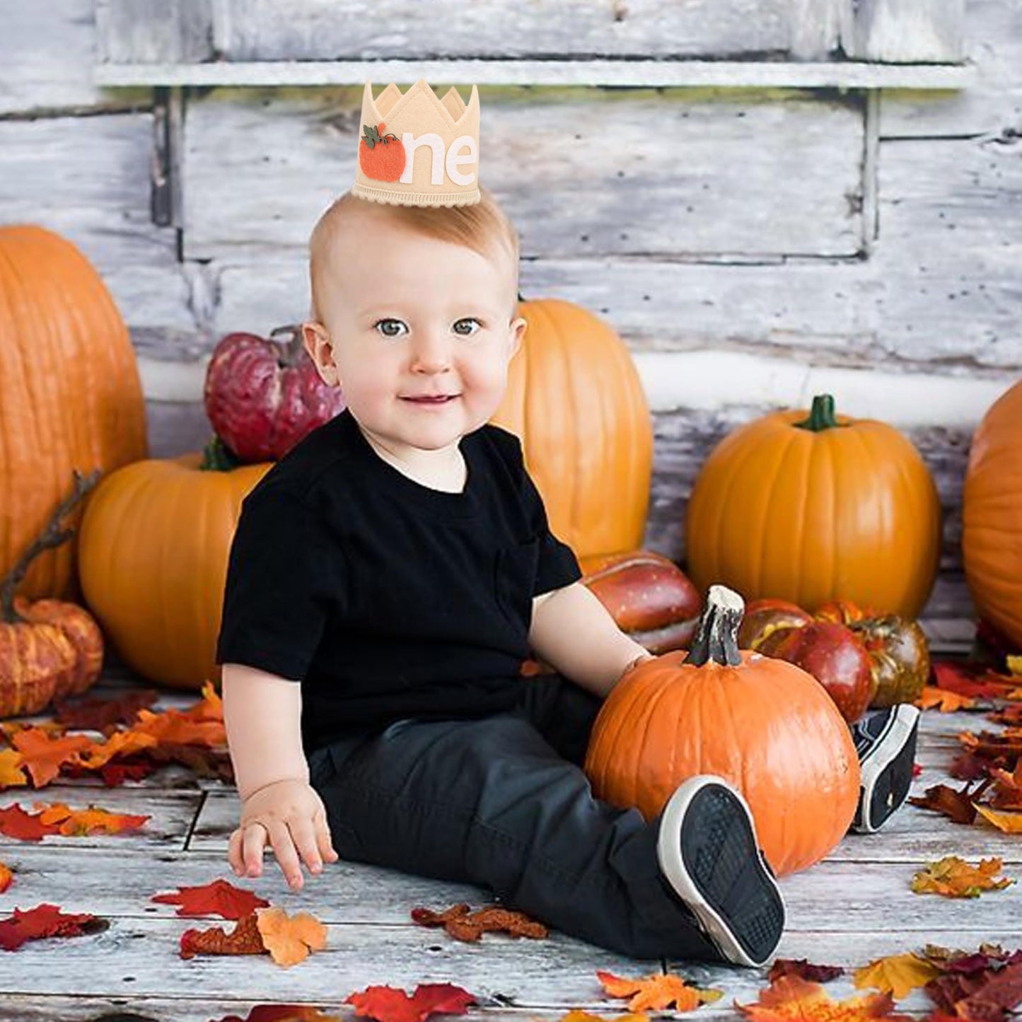 Little Pumpkin 1st Birthday Crown - Pumpkin Theme Crown, Thanksgiving Day Party Supplies, Baby Boy/Girl Fall Cake Smash Photo Prop