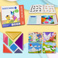 Flamax Magnetic Tangram for Kids Ages 4-8 with 30 Theme Pages & 368 Solutions Patterns Booklet & Metal Board, Magnetic Tangrams Puzzle for Kid, Magnet
