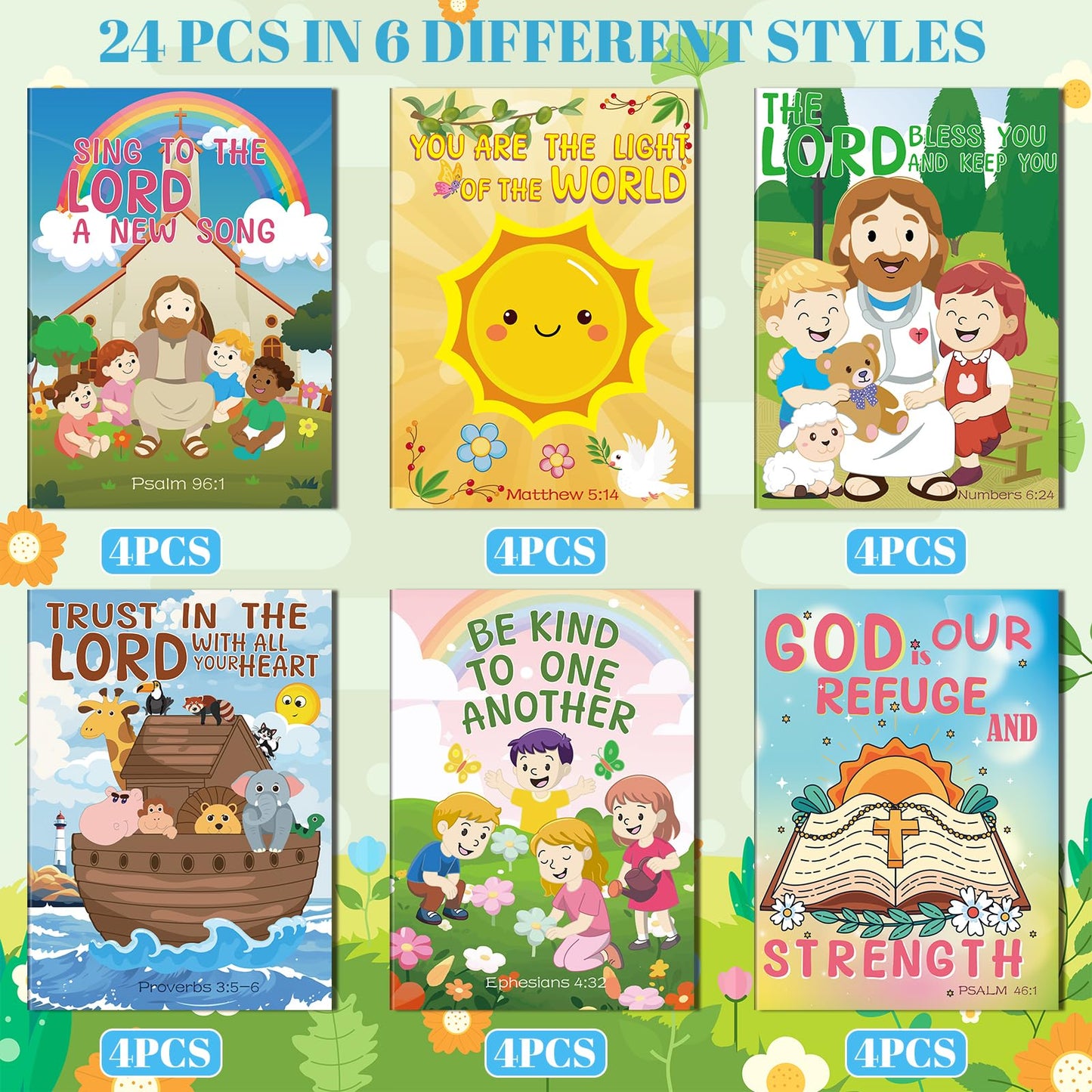 Kalysky 24Pcs Christian Bible Coloring Books for Kids, Mini Religious Jesus Stories Booklet Bulk,DIY Art Drawing Book Activity Supplies for Church
