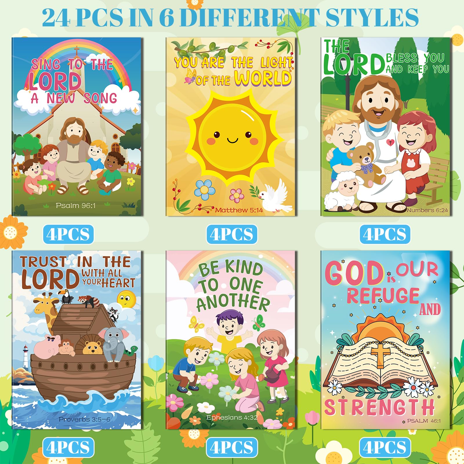 Kalysky 24Pcs Christian Bible Coloring Books for Kids, Mini Religious Jesus Stories Booklet Bulk,DIY Art Drawing Book Activity Supplies for Church