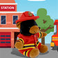 DolliBu Black Bear Firefighter Stuffed Animal with Name Personalization - Super Soft Bear with Red Fireman Costume Outfit and Fireman Hat, Cute Fire