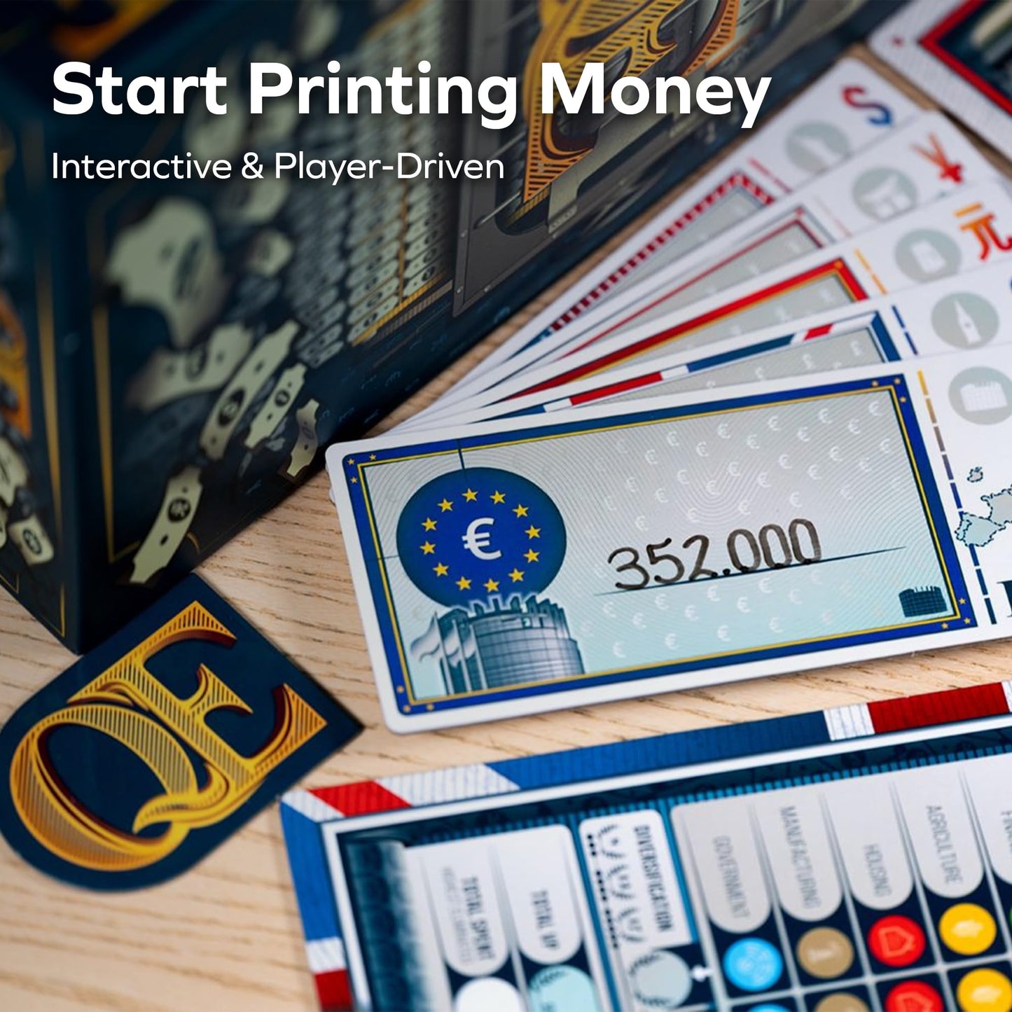 Allplay QE (Quantitative Easing) Board Game | Economic Auction Bidding Game for Families & Adults | 3-5 Players, 30 Min Playtime, Strategy Party Game