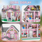 Myth Qholve Pink Palace Apartment Building Set Halloween Haunted House Blocks Detailed Castle House Model with Classic European Style Detailed