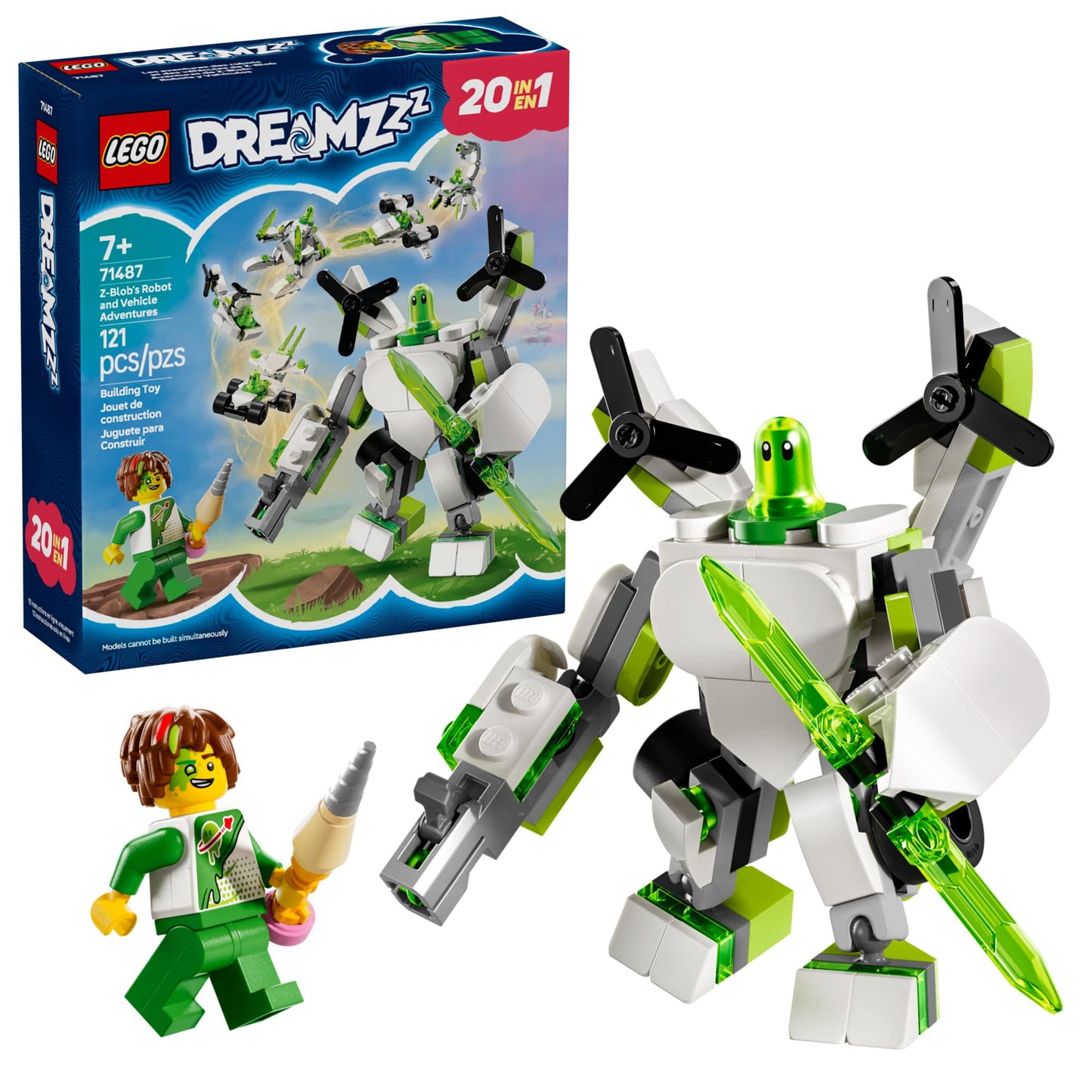 LEGO DREAMZzz Z-Blob's Robot and Vehicle Adventures Robot Toy Building Kit - Mech Suit Set for Kids, Boys and Girls, Ages 7+ - 19 Rebuild Options for