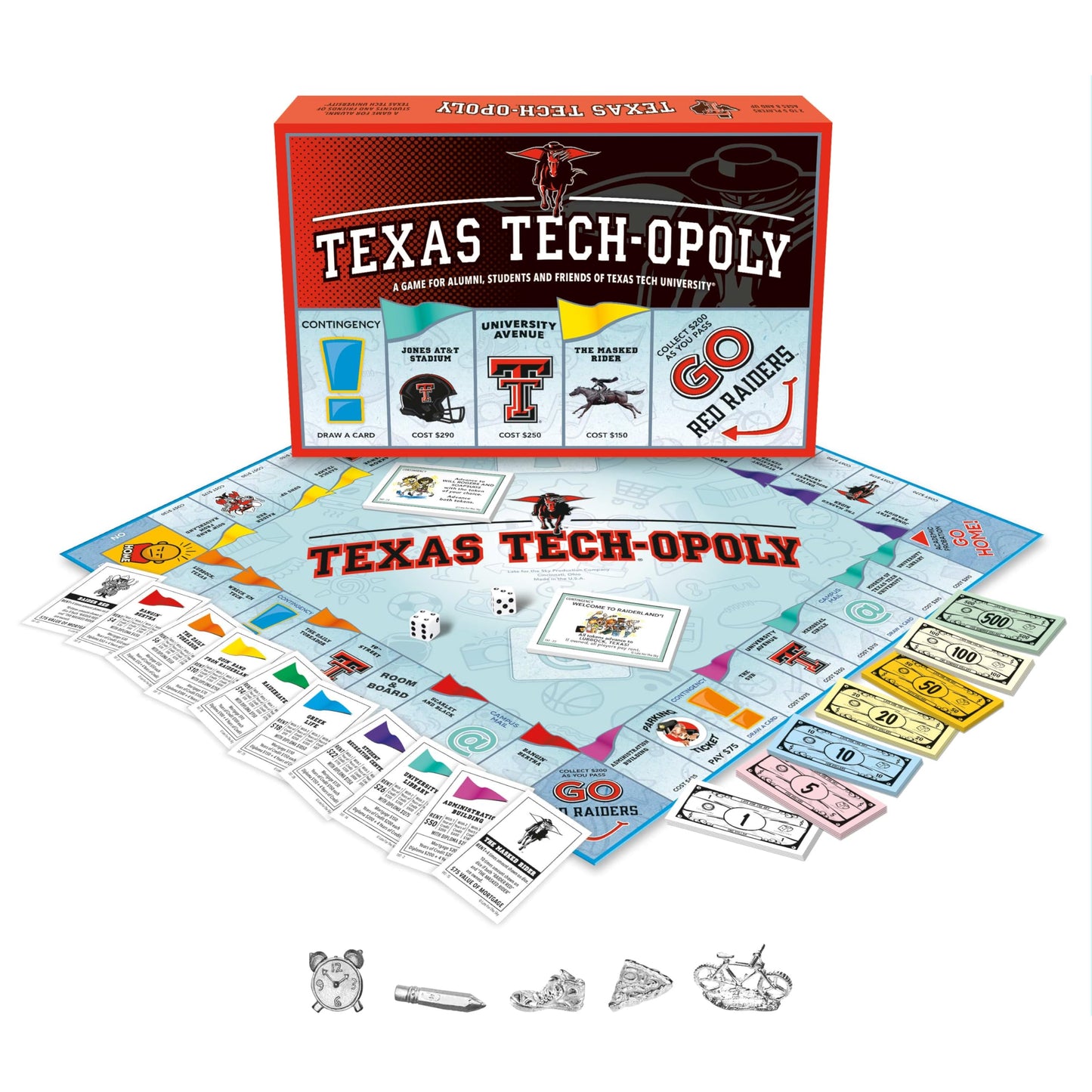 Late for The Sky Texas Tech-Opoly Board Game - Official University Campus Edition, Family Party Strategy Board Game for Adults and Kids, 2-6 Players