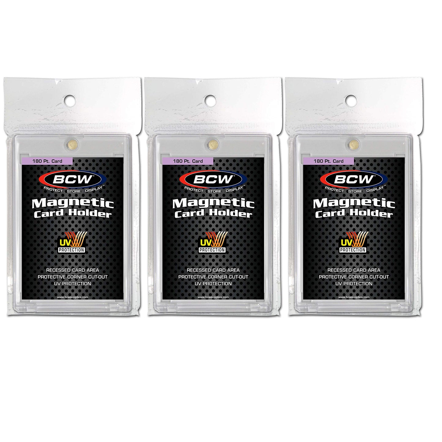 BCW Magnetic Card Holder -180 PT Thickness - 3 Pack | Protective Display Card Case with Secure Gold Magnet Closure | UV Protection, Quick Access