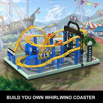 Mould King Roller Coaster Building Set, Large Amusement Park Coaster Model Kit with Motors, Whirlwind Coaster Creative Gift for Adults, STEM Toy Kit