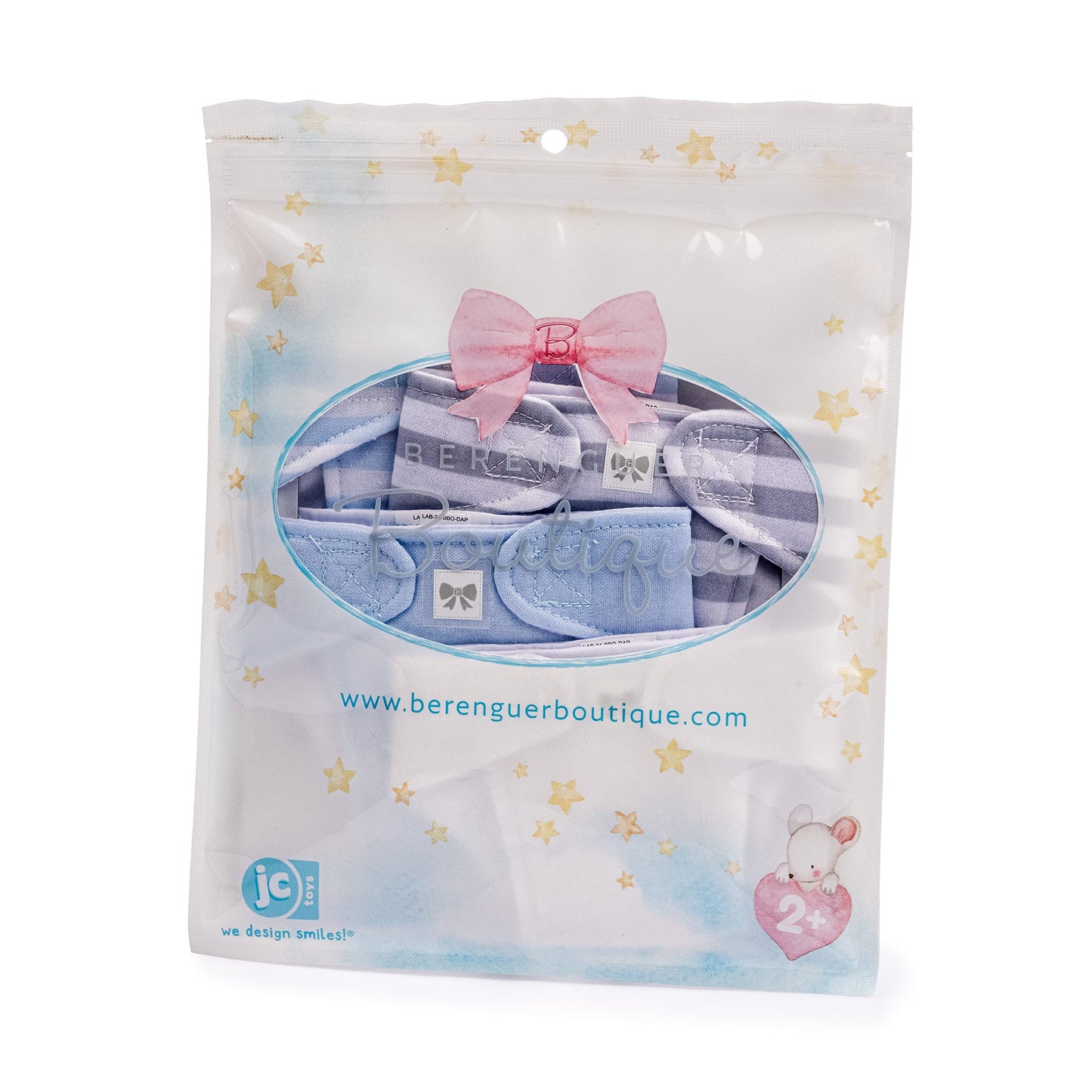 JC Toys Baby Doll Washable and Reusable Eco Diapers 4 Pack Fits Dolls 14 to 18 inch in Blue/White/Grey