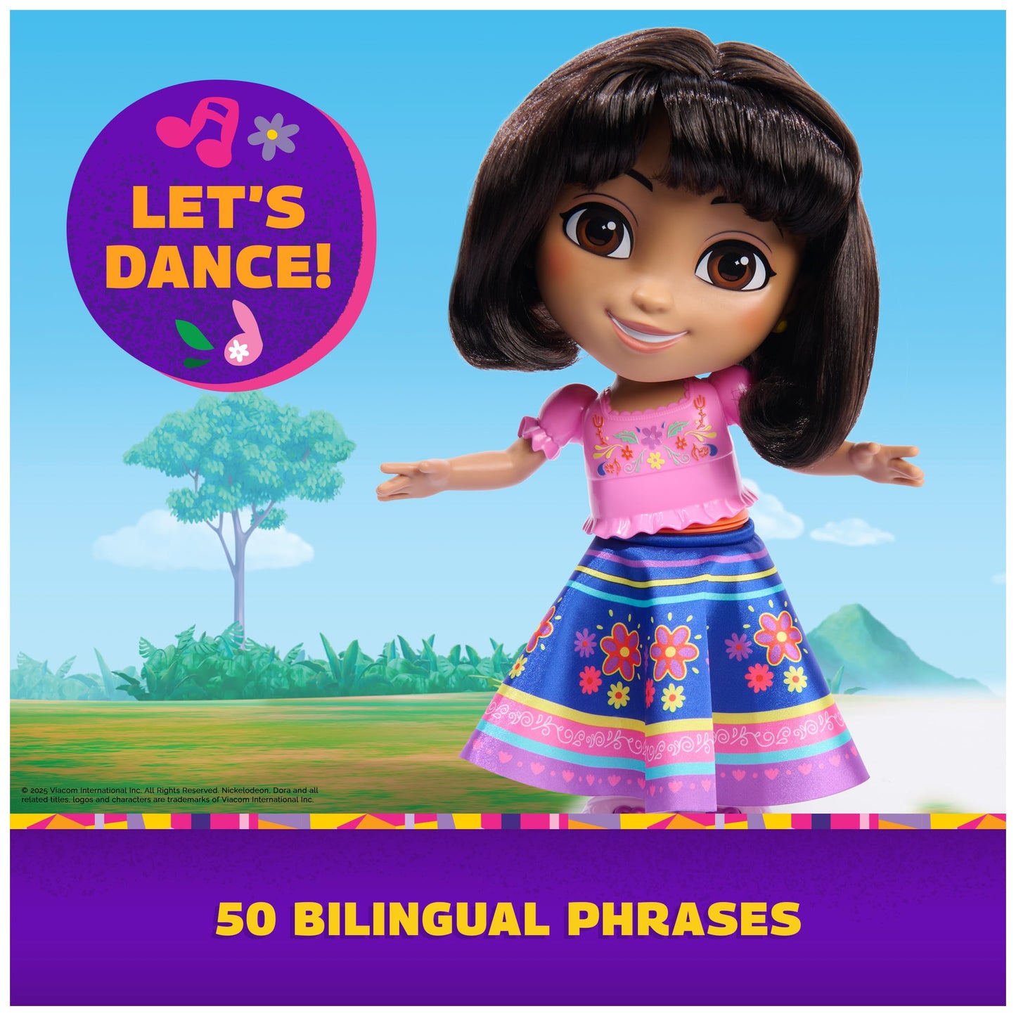 Dora - Dancing with Me Doll - 30cm Interactive Figure - 1 Figure, 5 Accessories & 6 Songs - Bilingual French English - Cartoon Doll House Toy
