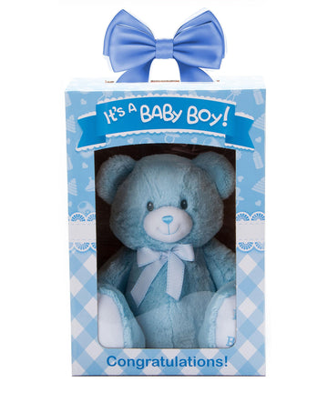 The Petting Zoo Bently Bear Stuffed Animal Plushie, Gifts for Kids, Everyday Teddy Bears, It’s a Boy Blue Bear Plush Toy with Display Box, 12 inches