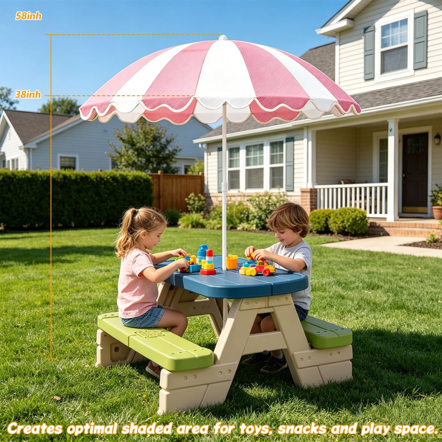 Belamilo Water Table Umbrella, UV Protection Beach & Picnic Table Umbrella, Heavy Duty Portable Outdoor Shade for Sand Play, Camping, Garden