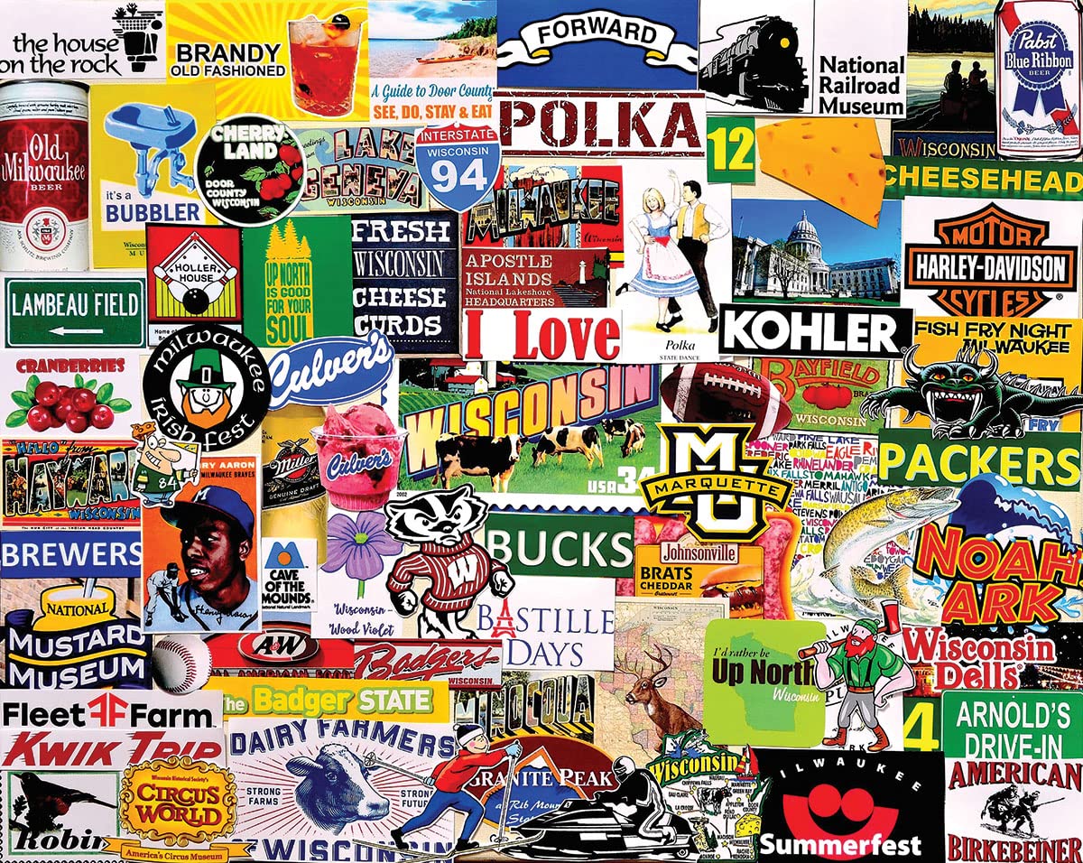 White Mountain 1000 Piece Jigsaw Puzzle Cheesehead State, I Love Wisconsin