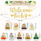 10-Piece Woodland Baby Shower Honeycomb Centerpieces with Welcome Baby Banner - Forest Animals Table Decorations for Baby Shower, Gender Reveal